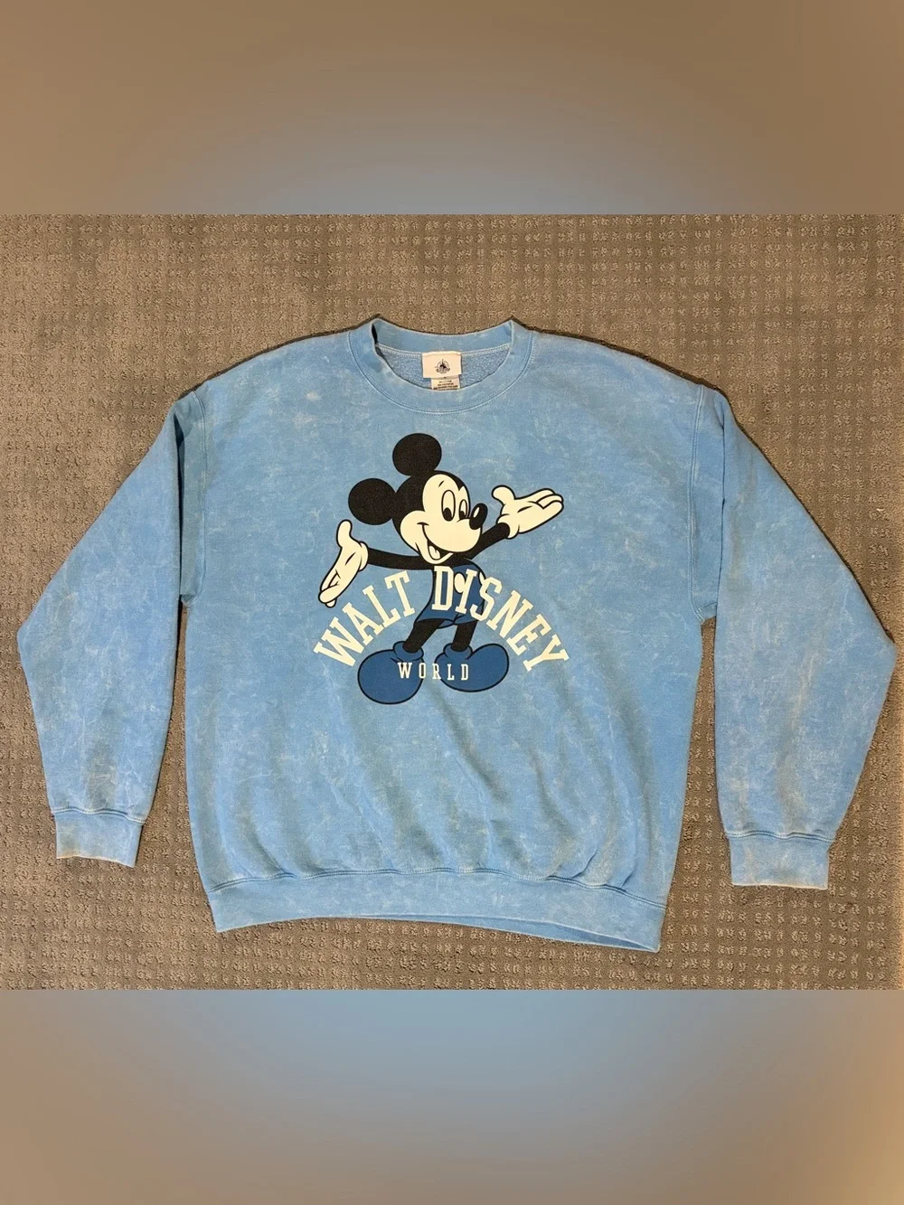 Walt Disney World Blue Acid Washed Mickey Mouse Sweatshirt- Large